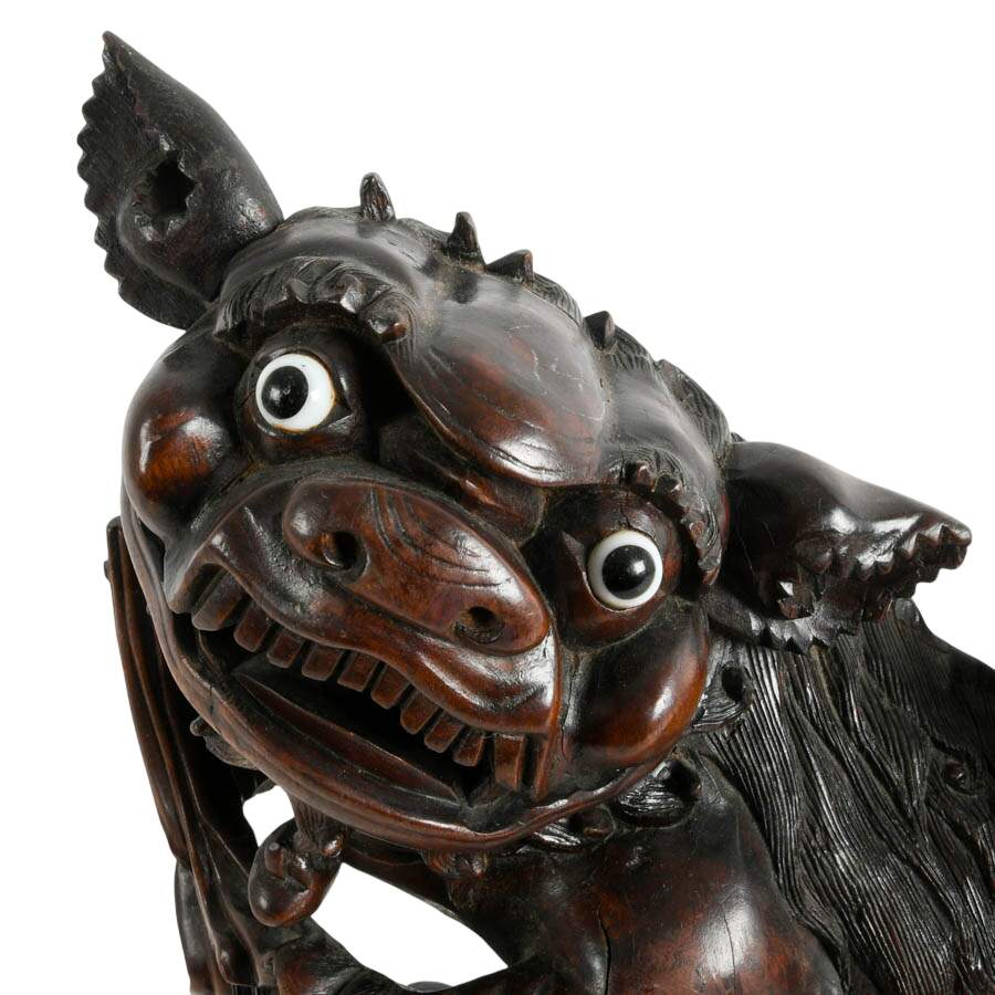 Hand-Carved Wooden Chinese Imperial Lion-3