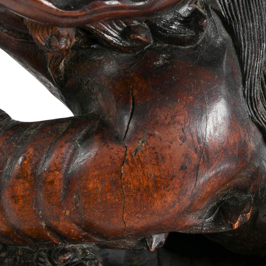 Hand-Carved Wooden Chinese Imperial Lion-2