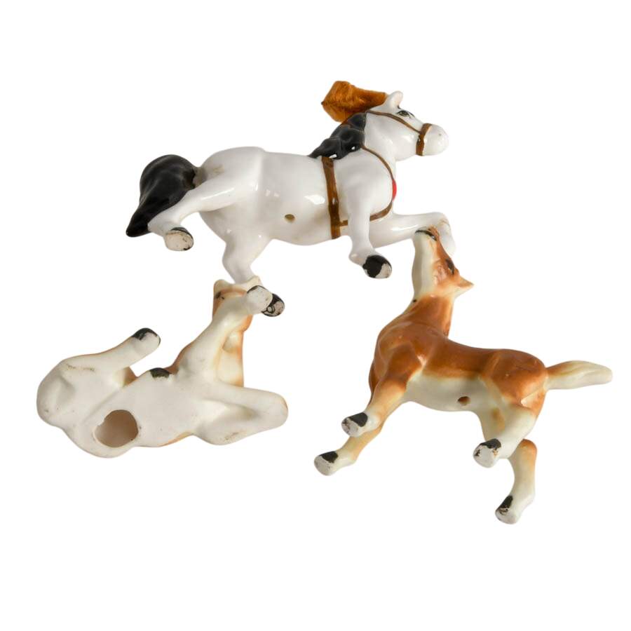 Trio of Miniature Horses Including Old Monrovia Hagen Renaker Circus Pony-7