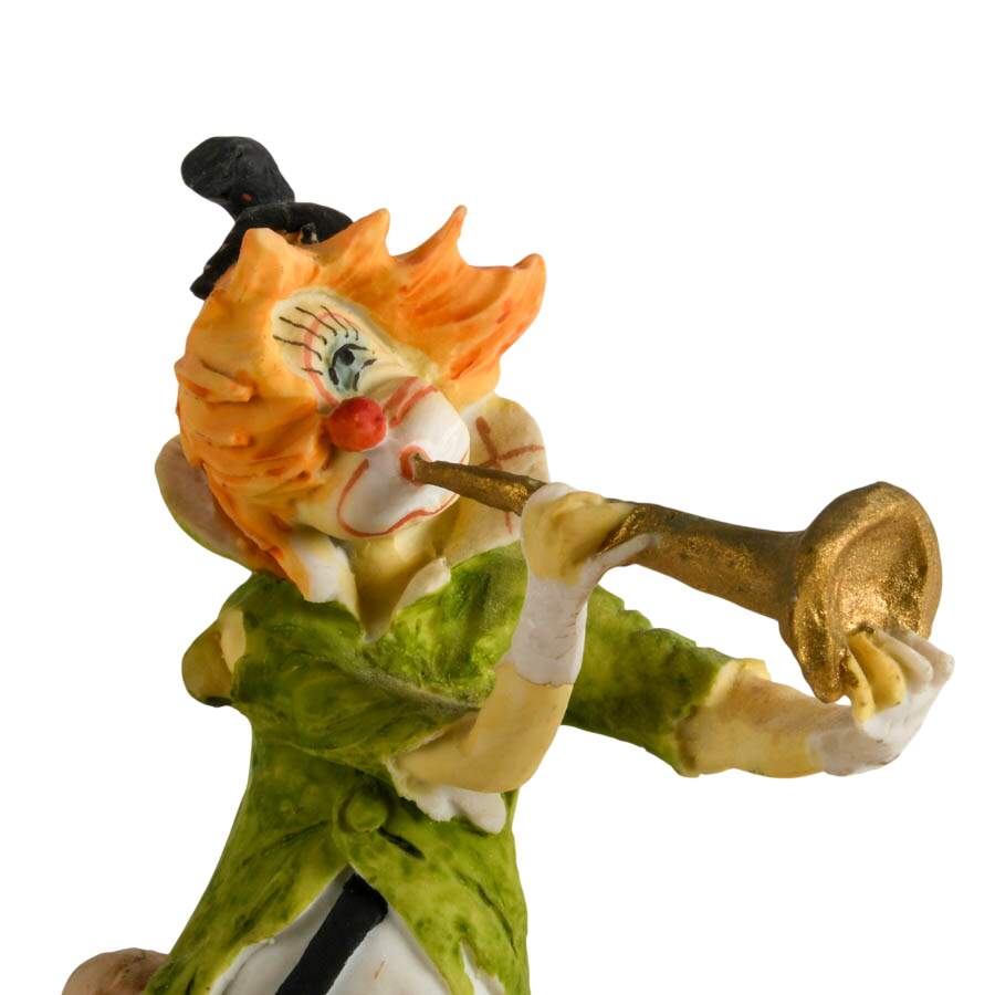 Trio of Bisque Clown Figurines Including Music Box-5