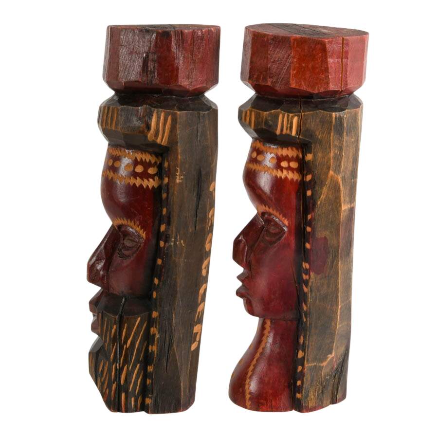 Pair of Hand-Carved Jamaican Figurines-2