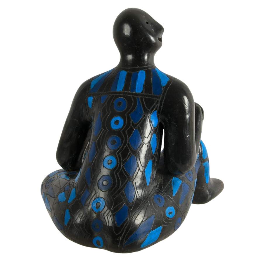 Manuel Felguérez Barra Abstract Geometric Pottery Boy Sitting Statue-5