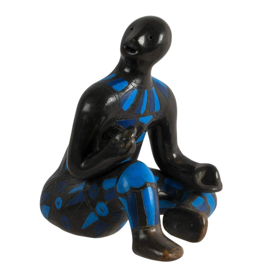 Manuel Felguérez Barra Abstract Geometric Pottery Boy Sitting Statue-2