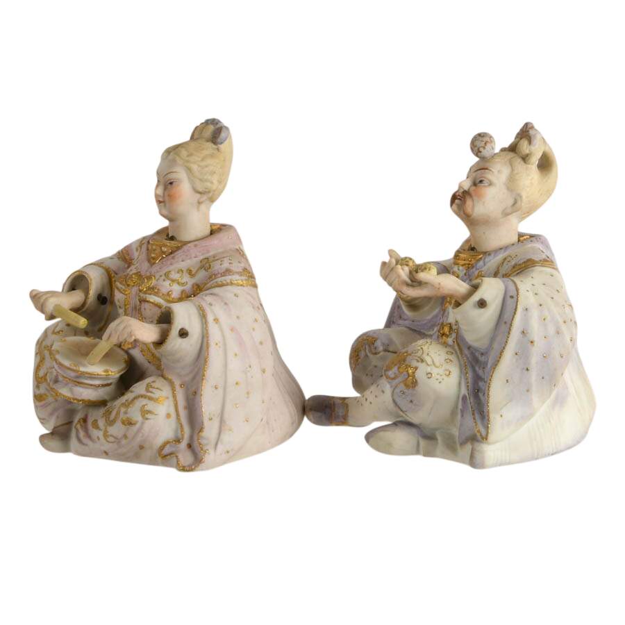 Pair of Hand-Painted Ardalt Japan Bisque Porcelain "Nodder" Figures-2