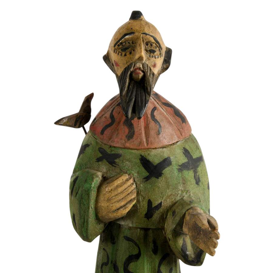 Hand-Carved Painted Guatemalan Folk Figure of Saint Francis of Assisi-2