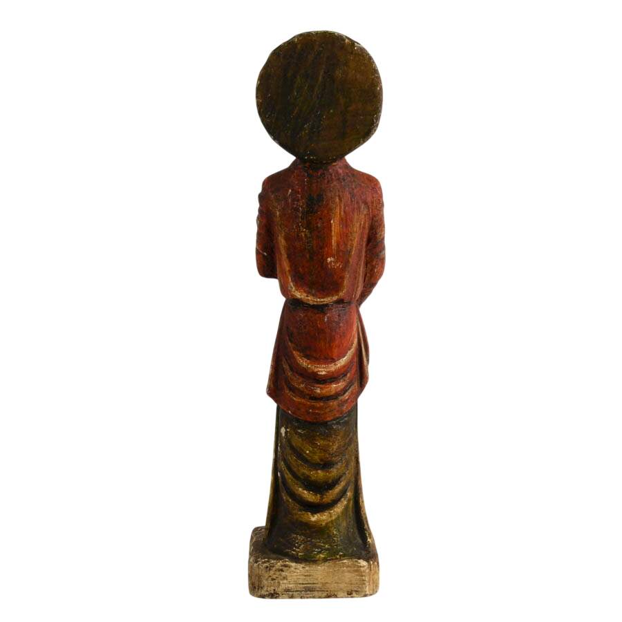 Antique Polychrome Painted Wooden Folk Figure of Saint Paul-6