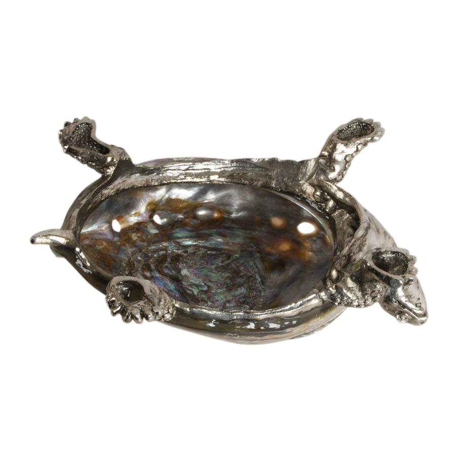 Silver Metal Turtle Figure with Abalone Shell-7