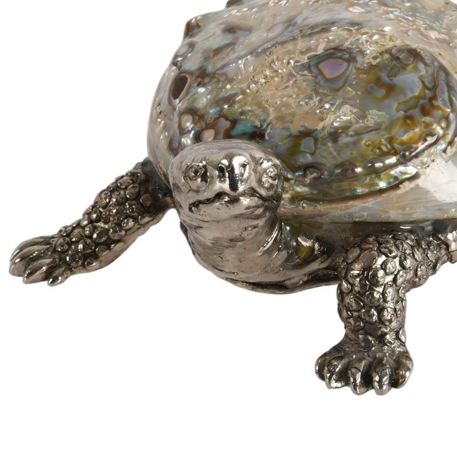 Silver Metal Turtle Figure with Abalone Shell-6