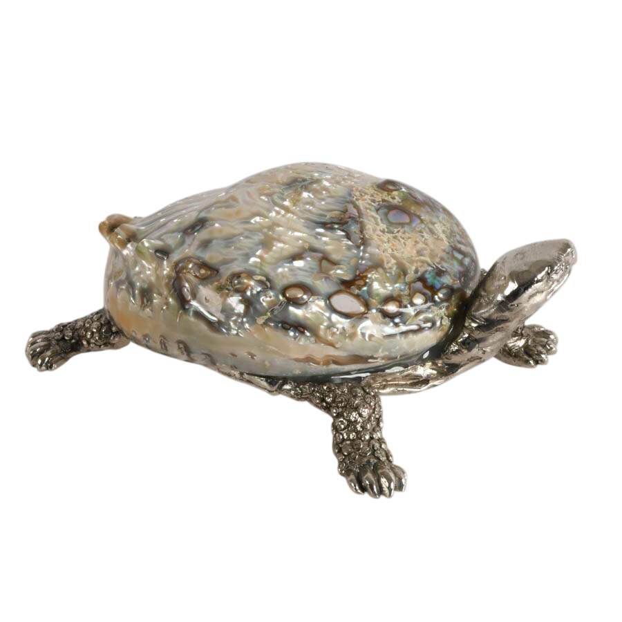 Silver Metal Turtle Figure with Abalone Shell-5