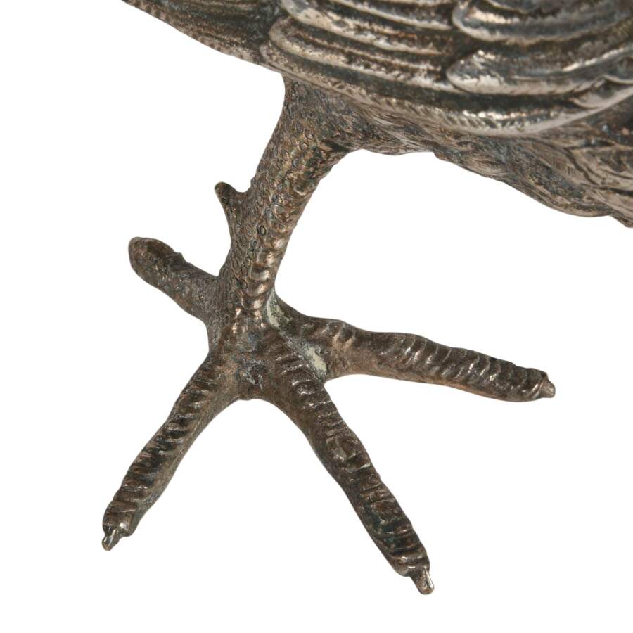 Pair of Large Silverplate Pheasant Figures-8