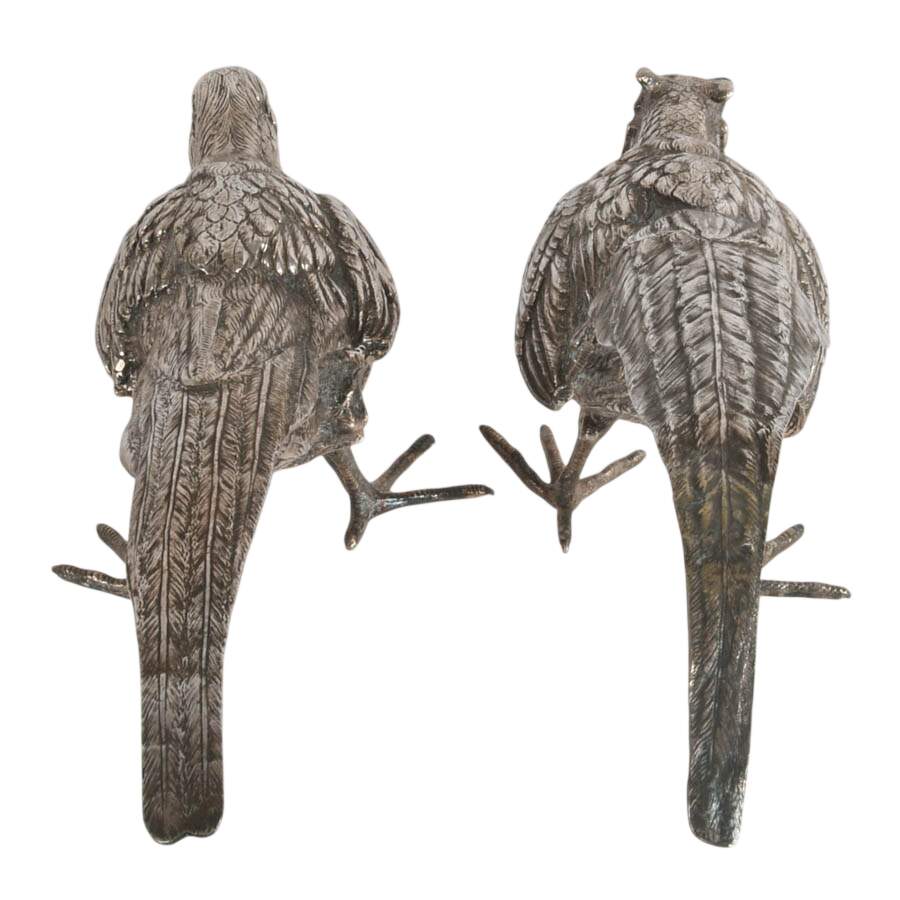 Pair of Large Silverplate Pheasant Figures-5