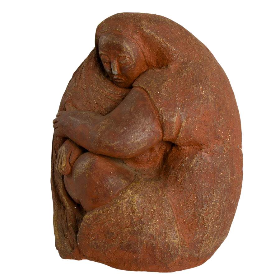 Signed Terracotta Woman Statue-4