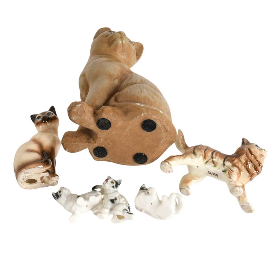 Lot of Six Vintage Miniature Cat Figurines-11