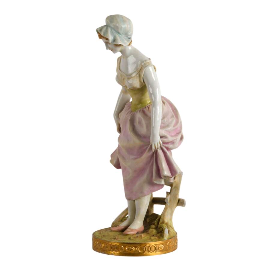 Porcelain Statue of a French Farm Girl-5