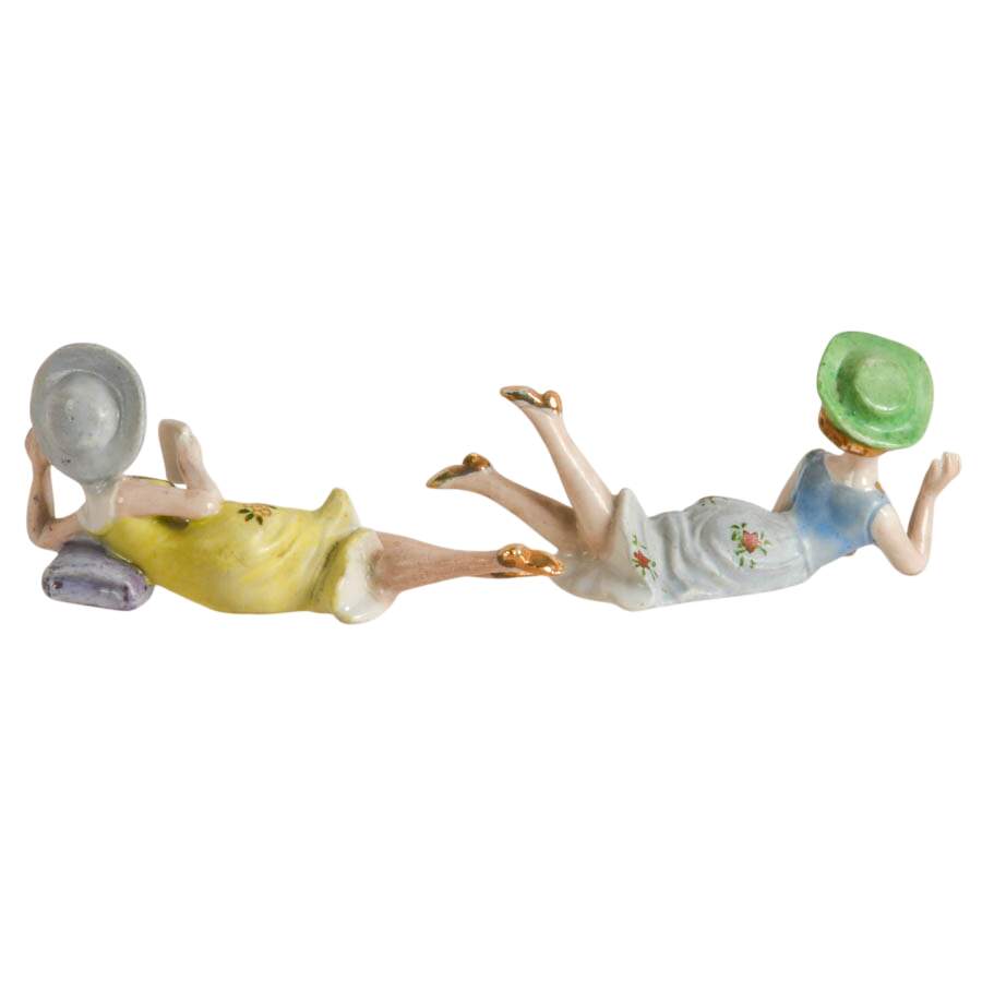Pair of Bathing Beauties Porcelain Lady Figures-6
