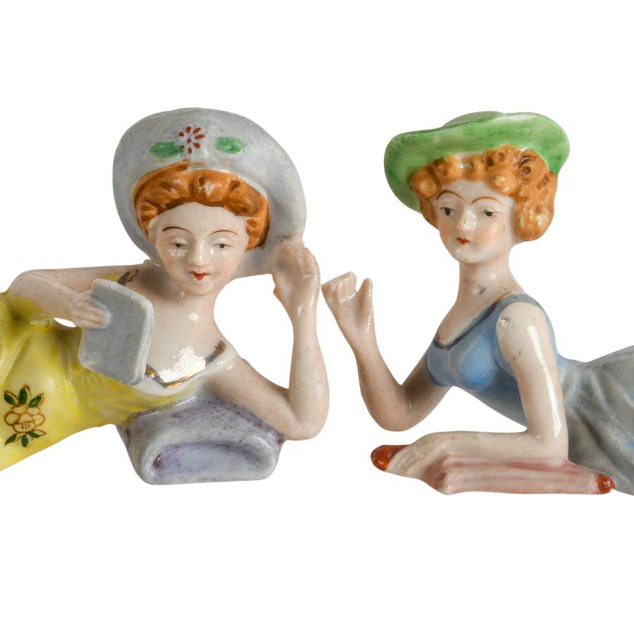 Pair of Bathing Beauties Porcelain Lady Figures-2