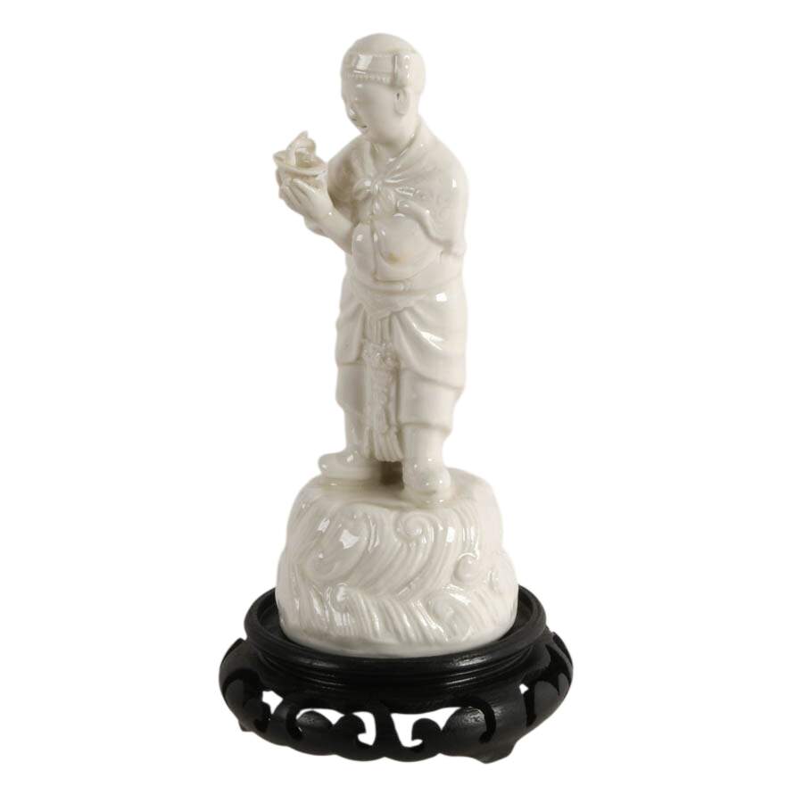 Blanc de Chine Figurine on Wooden Base-3