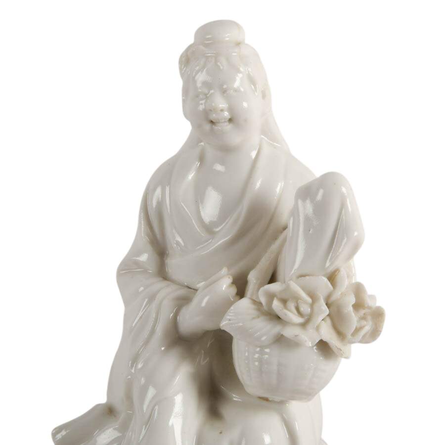 Blanc de Chine Guanyin Figurine on Wooden Base-2