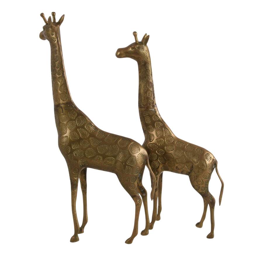 Mid-Century Modern Pair of Brass Giraffe Sculptures-5