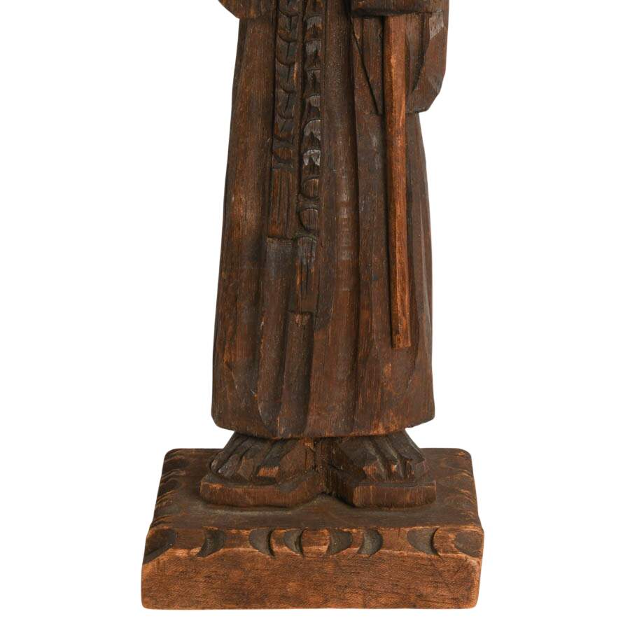Guatemalan Hand-Carved Saint Pedro de San José de Betancur Wooden Figurine-4