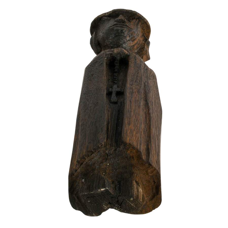 Antique Hand-Carved Folk-Art European Priest Figure-9