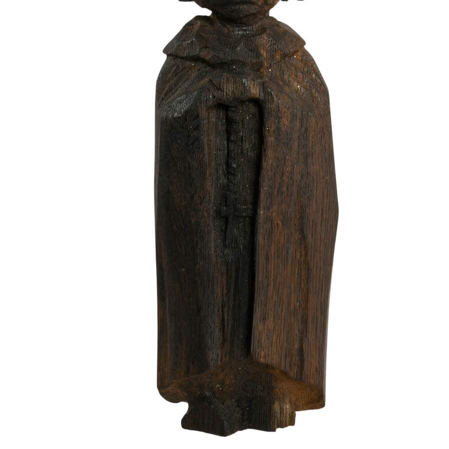 Antique Hand-Carved Folk-Art European Priest Figure-3