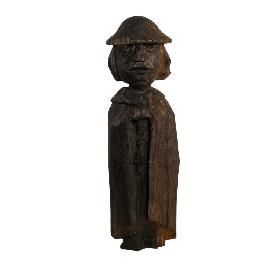 Antique Hand-Carved Folk-Art European Priest Figure-1