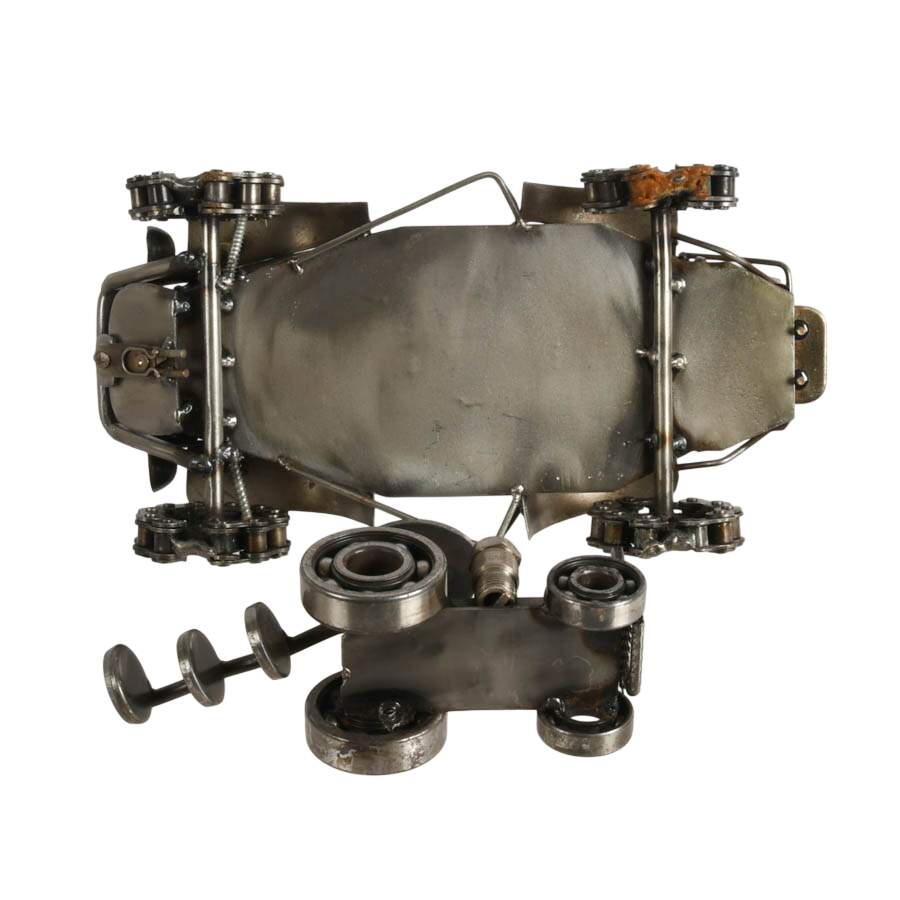 Pair of Buggy and Tractor Recycled Metal Auto Part Sculptures-10