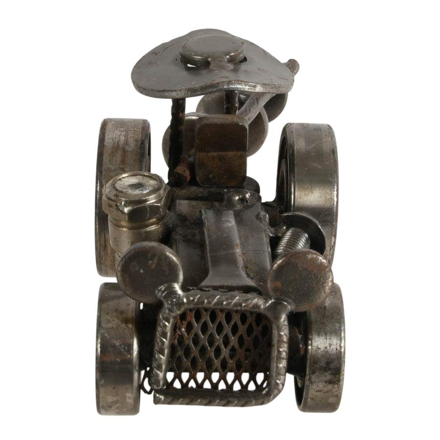 Pair of Buggy and Tractor Recycled Metal Auto Part Sculptures-9