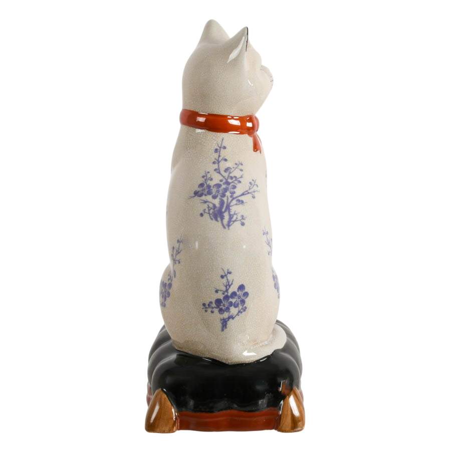 Large Staffordshire-Style Chinoiserie Porcelain Cat Figure-6