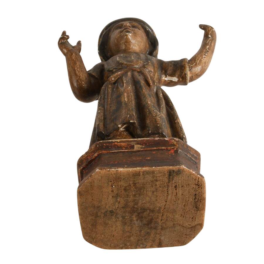 Antique Carved Polychrome Spanish School Nino Christ Child-9