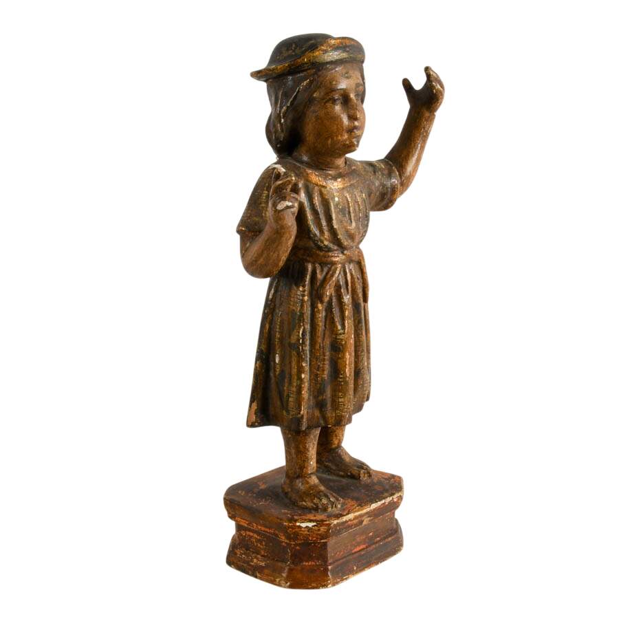 Antique Carved Polychrome Spanish School Nino Christ Child-8