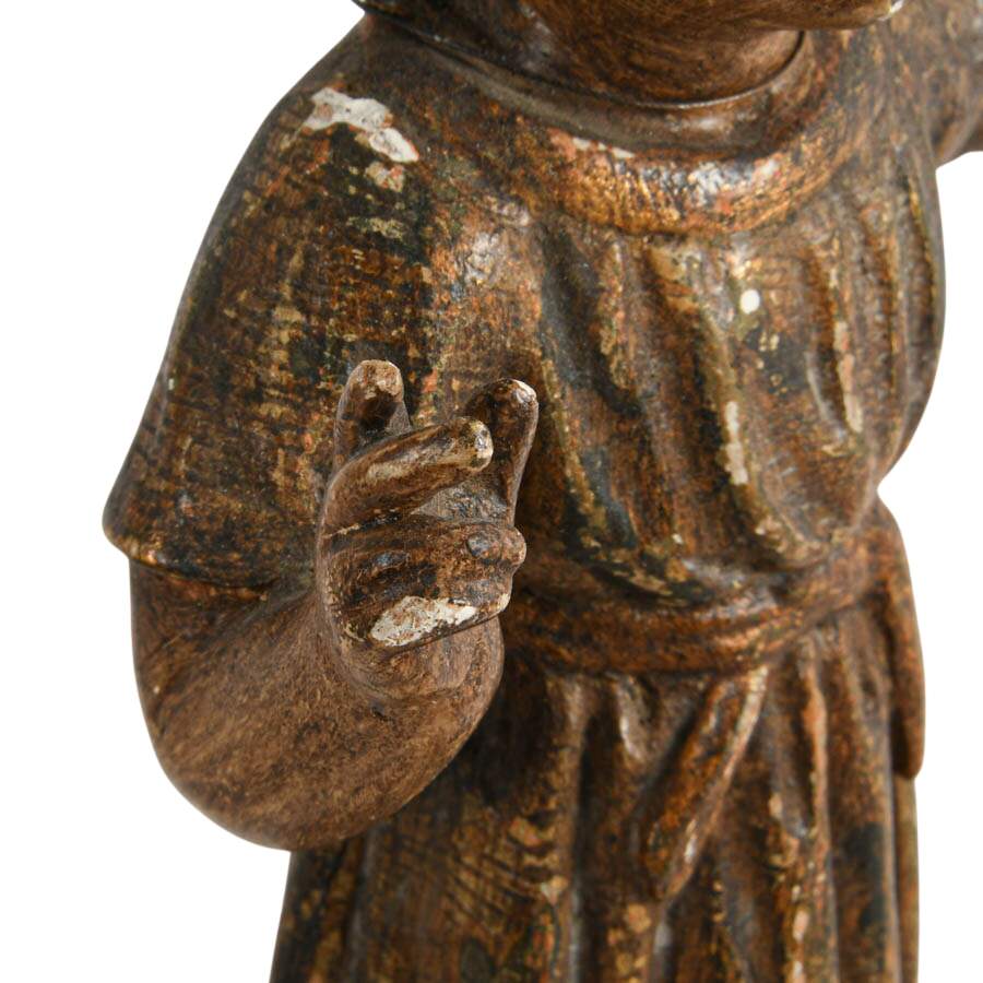 Antique Carved Polychrome Spanish School Nino Christ Child-3