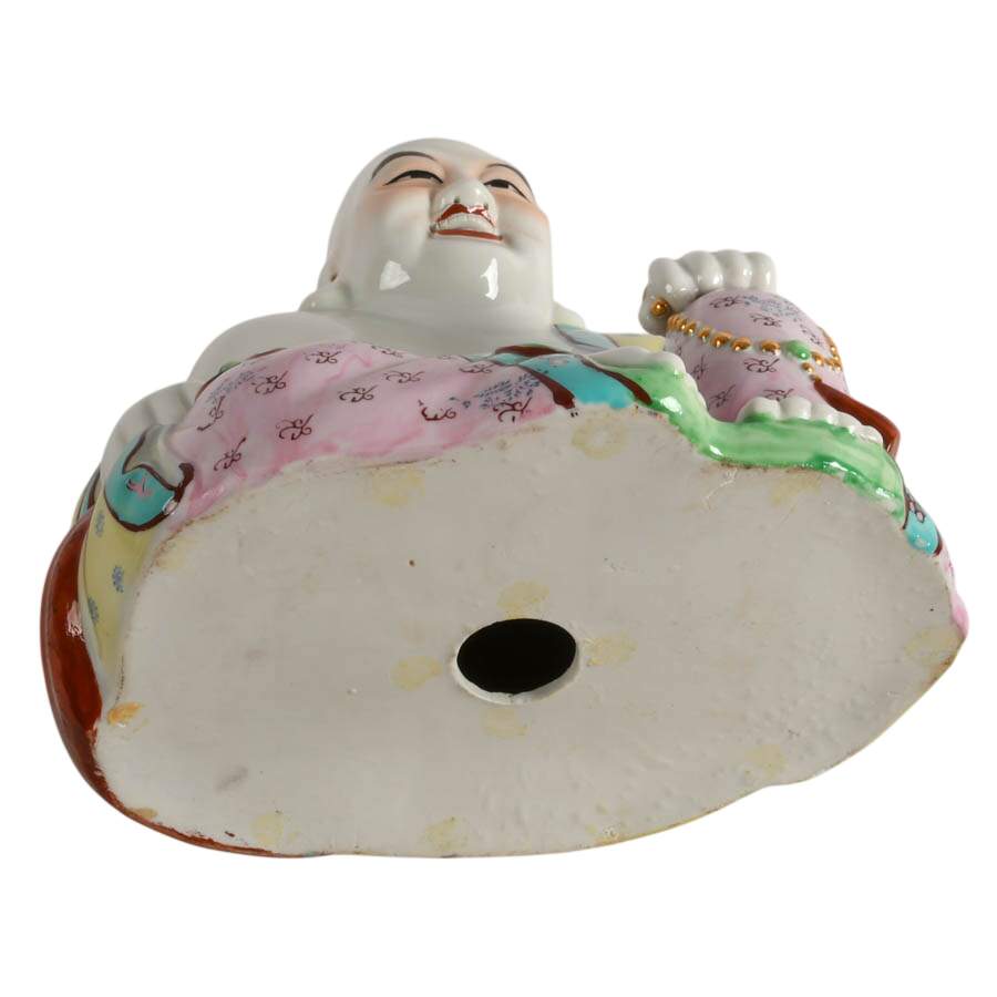 Hand-Painted Chinese Porcelain Sitting Buddha Sculpture-7