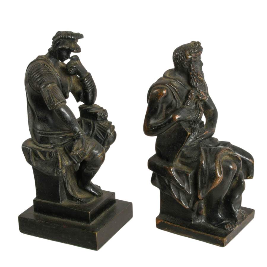 Pair of Michelangelo Bronze Reproduction Figurines-5