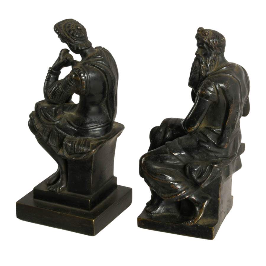 Pair of Michelangelo Bronze Reproduction Figurines-3