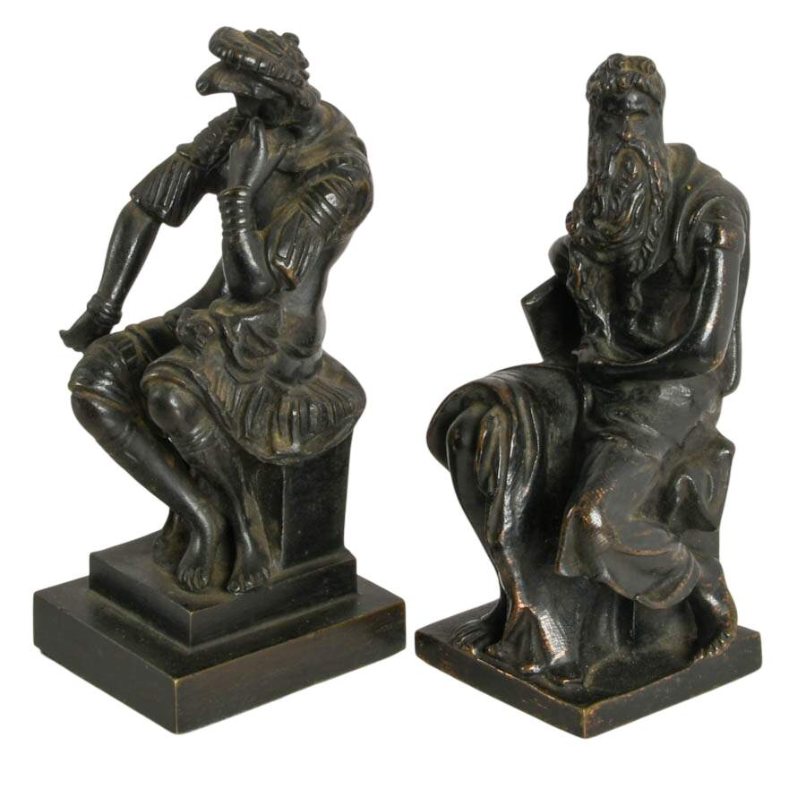 Pair of Michelangelo Bronze Reproduction Figurines-2
