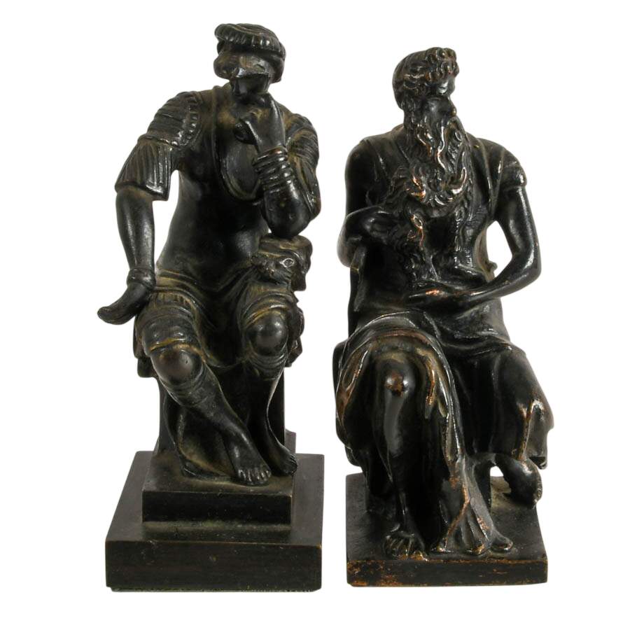Pair of Michelangelo Bronze Reproduction Figurines-1