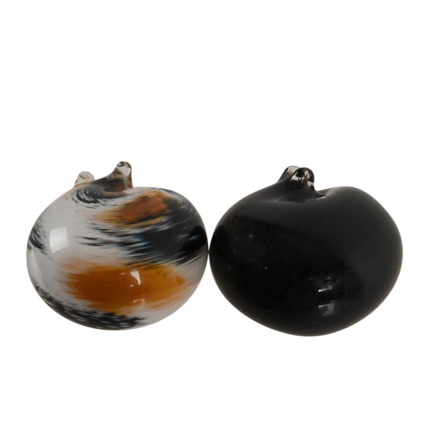 Pair of Signed Nunwell Glass Sleeping Cat Desk Sculptures-4