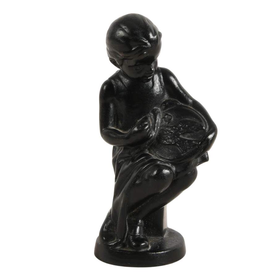 Soviet Kasli Co. "The Embroiderer" Cast Iron Statuette-1