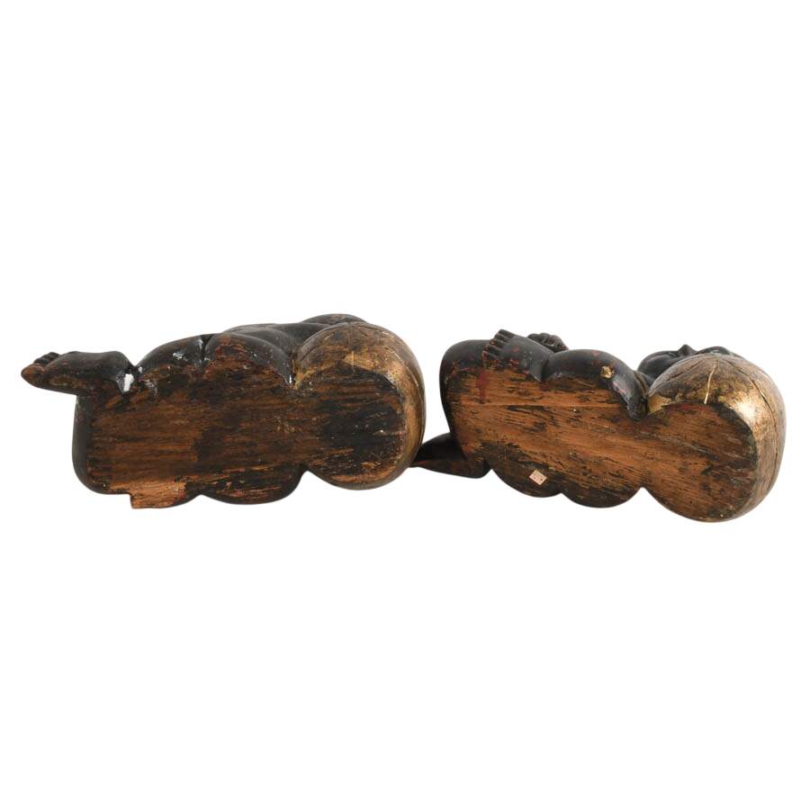 Antique Pair of Wooden Chinese Sleeping Children Décor-9