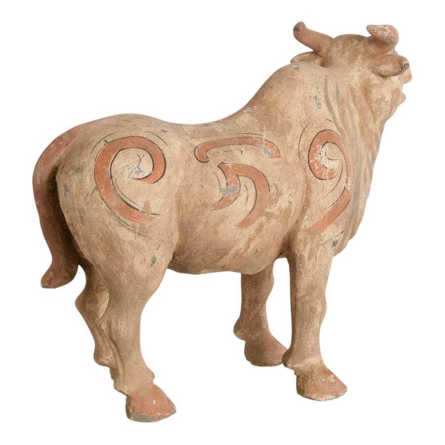 Chinese Pottery Ox Statue-5
