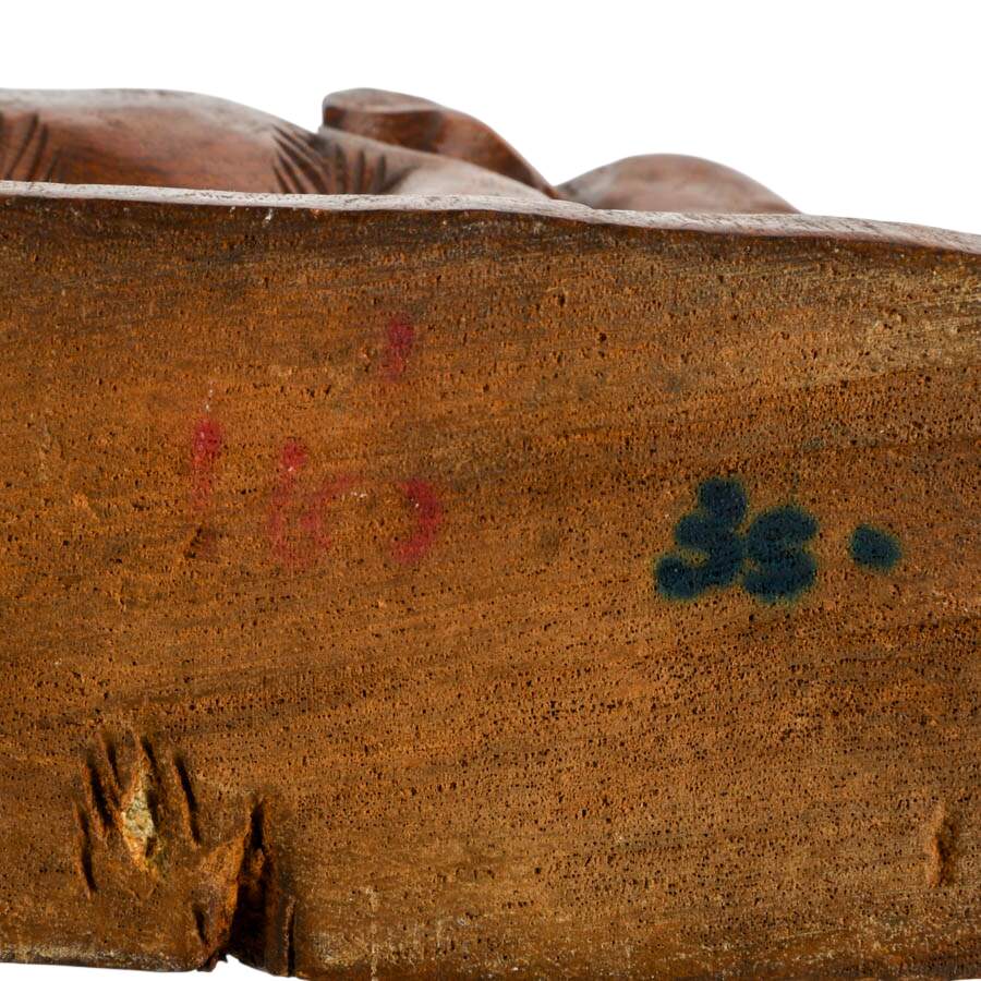 Pair of Hand-Carved Wood and Leather Elephants-9
