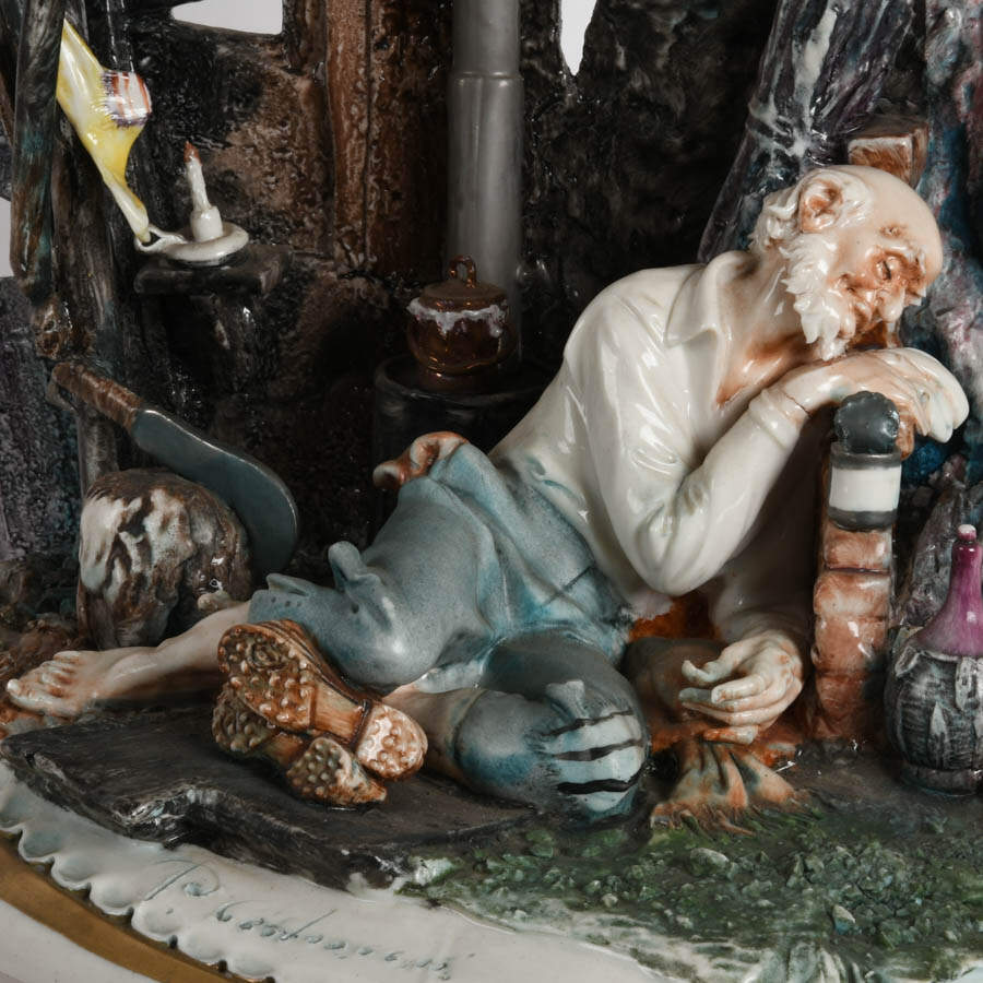 Signed Creazioni Cedraschi Porcelain Hobo Figurine-2