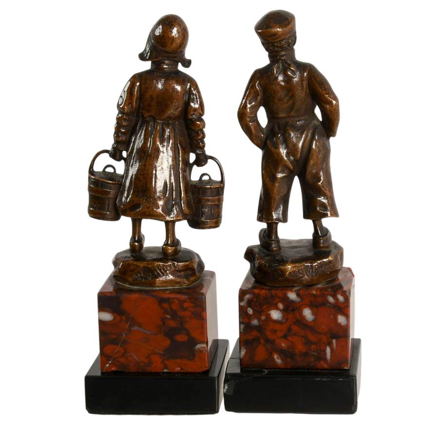 Pair of Victor Heinrich Seifert Dutch Sibling Statuettes-3