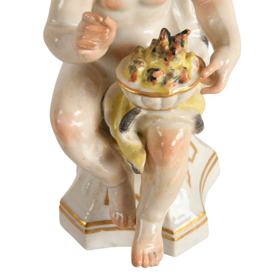 Antique German Hand-Painted Seated Porcelain Figure-7