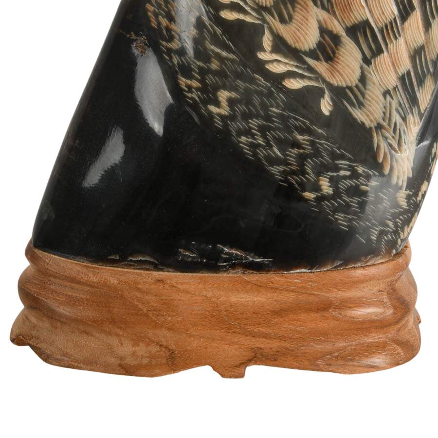 Hand-Carved Natural Buffalo Horn Owl Sculpture-7