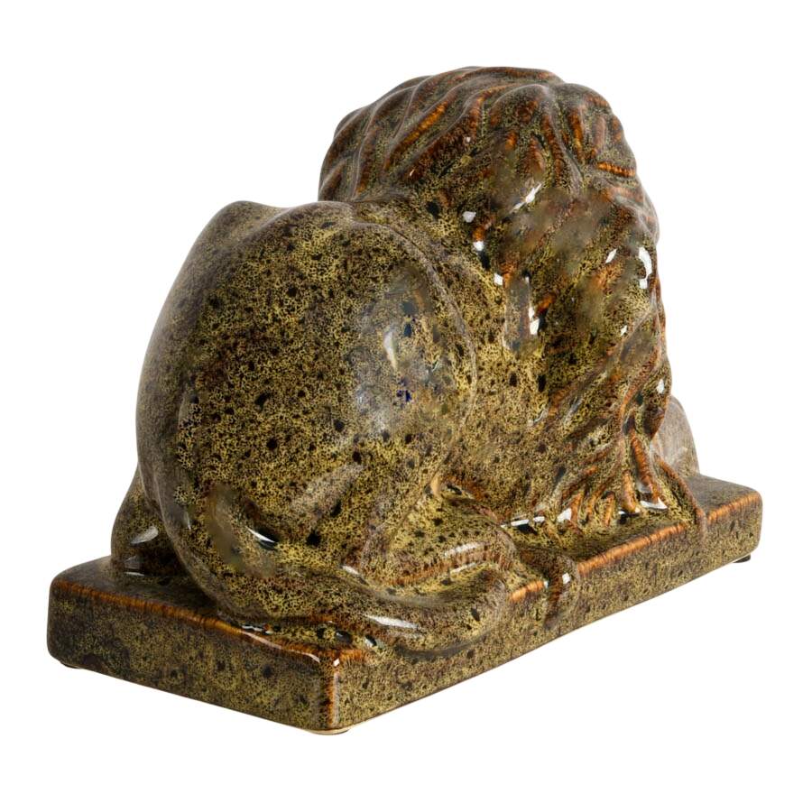 Mid-Century Modern Ceramic Lion Sculpture-4