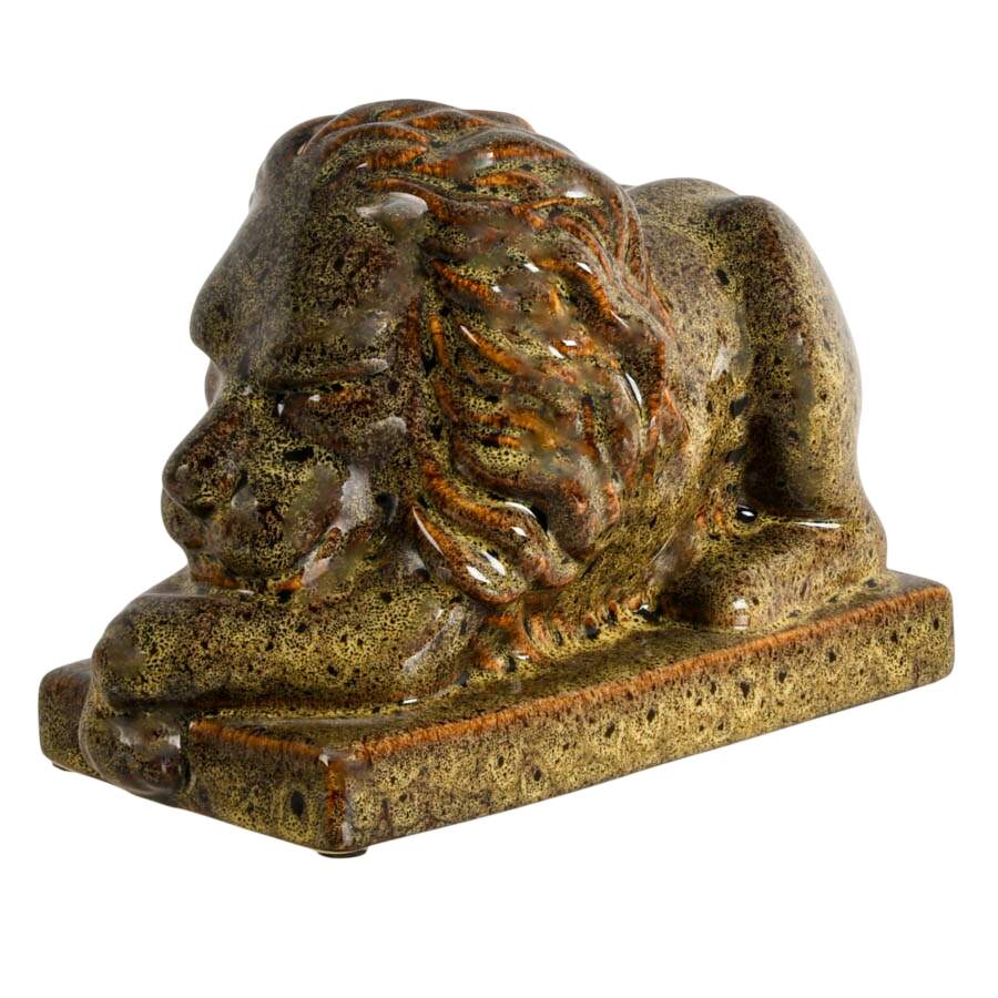 Mid-Century Modern Ceramic Lion Sculpture-2