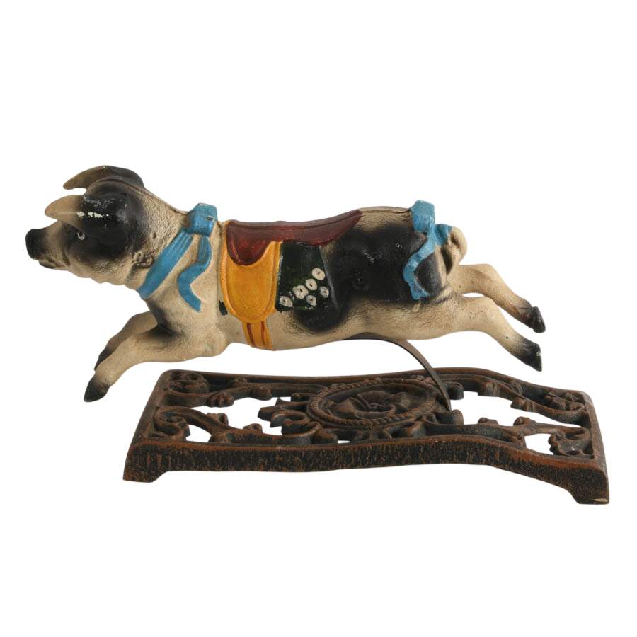French Cochon-Style Cast Iron Carousel Pig-3